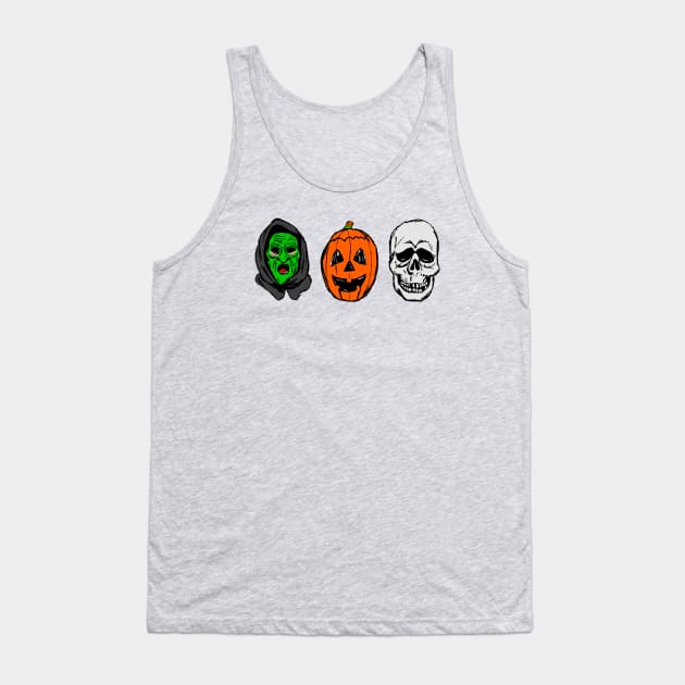 Halloween 3 Season Of The Witch Silver Shamrock Masks Tank Top by Jamie Collins